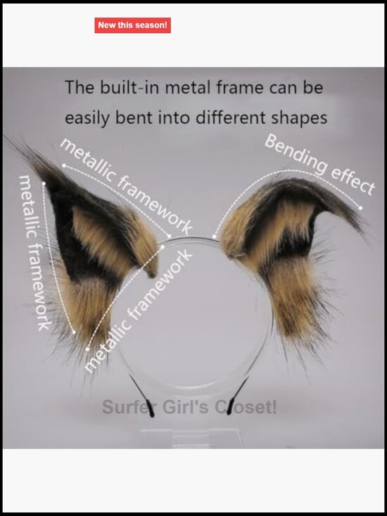 Faux Fur Plush Animal Ear Headband - Wolf & Lynx Cosplay Costume Headwear main image 4